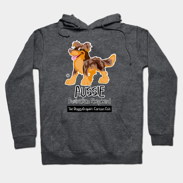 Aussie CartoonClub - Brown Merle & Tan Hoodie by DoggyGraphics